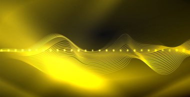 Koyu, parlak hareket, sihirli alan ışık parlayan soyut dalga. Techno arka plan