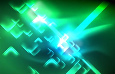 Neon parlayan techno hatları, yüksek teknoloji fütüristik arka plan şablonu kare şekilleri ile