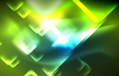 Neon parlayan techno hatları, yüksek teknoloji fütüristik arka plan şablonu kare şekilleri ile