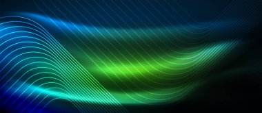 Neon parlayan techno hatları, yüksek teknoloji fütüristik arka plan şablonu kare şekilleri ile