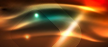 Neon parlayan elemanları, parlak hareket konsepti ile koyu arka plan