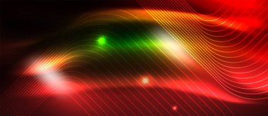 Neon parlayan elemanları, parlak hareket konsepti ile koyu arka plan