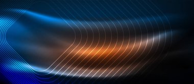 Neon parlayan techno hatları, yüksek teknoloji fütüristik arka plan şablonu kare şekilleri ile