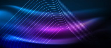 Neon parlayan techno hatları, yüksek teknoloji fütüristik arka plan şablonu kare şekilleri ile