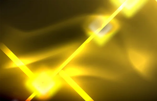 Néon lignes lumineuses brillantes sur noir, techno modèle moderne — Image vectorielle