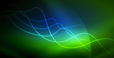 Koyu, parlak hareket, sihirli alan ışık parlayan soyut dalga. Techno arka plan