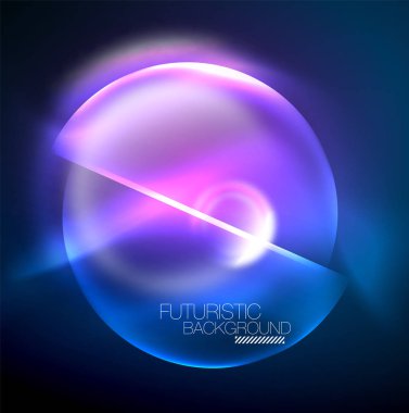 Mavi Neon kabarcıklar ve çevrelerde futuristik soyut arka plan