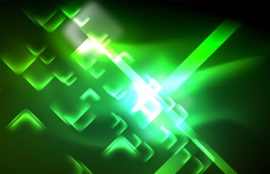 Siyah Neon parlak ışık hatları, techno modern şablon