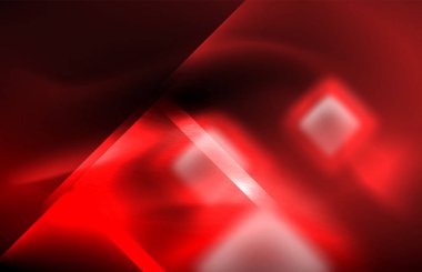 Bulanık efektler ile koyu arka planda Neon kare ve hat ışıkları