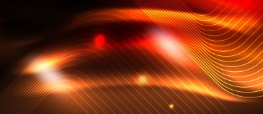 Neon parlayan techno hatları, yüksek teknoloji fütüristik arka plan şablonu kare şekilleri ile