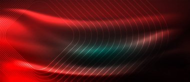 Neon parlayan elemanları, parlak hareket konsepti ile koyu arka plan