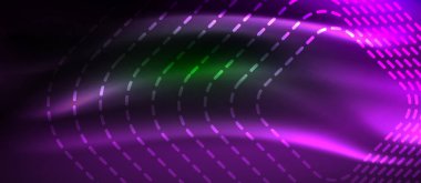 Neon parlayan elemanları, parlak hareket konsepti ile koyu arka plan