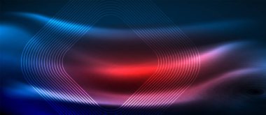 Neon parlayan techno hatları, yüksek teknoloji fütüristik arka plan şablonu kare şekilleri ile