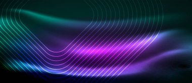 Neon parlayan elemanları, parlak hareket konsepti ile koyu arka plan