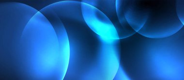 Mavi Neon kabarcıklar ve daireler soyut arka plan, futuristik büyü techno tasarım