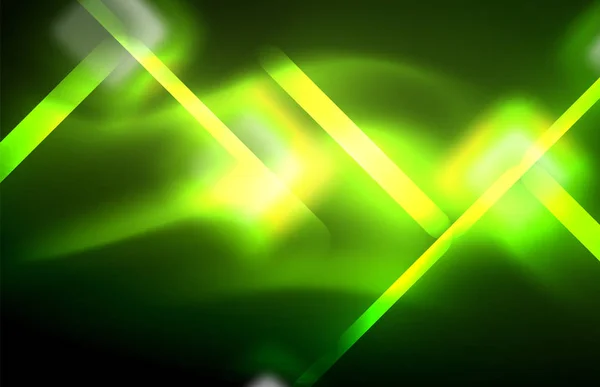 Neon glänzende Lichtlinien auf schwarzer, techno moderner Vorlage — Stockvektor