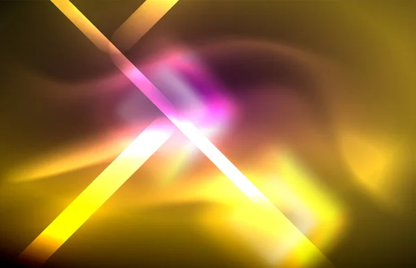 Неоновые квадратные и линии света на темном фоне с размытыми эффектами — стоковый вектор