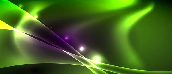 Glänzend leuchtende Neonlichtwellen Hintergrund — Stockvektor