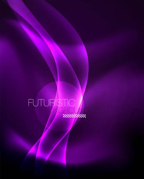 Glossy glowing neon light wave background — Stock Vector