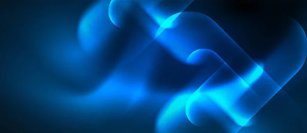 블루 네온 둥근 모양 테크노 배경 — 스톡 벡터