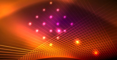 Neon parlayan çizgiler, sihirli enerji uzay ışığı konsepti, soyut arka plan duvar kağıdı tasarımı