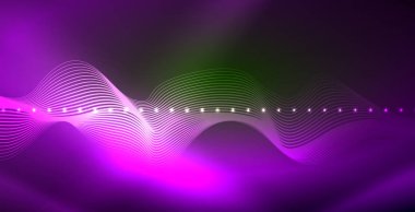 Koyu, parlak hareket, sihirli alan ışık parlayan soyut dalga. Techno arka plan