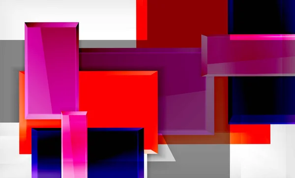 Lumineux coloré forme carrée blocs fond géométrique — Image vectorielle