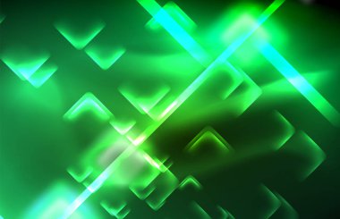 Siyah Neon parlak ışık hatları, techno modern şablon