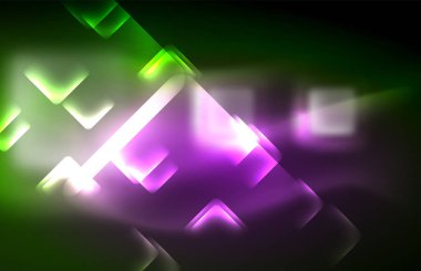 Siyah Neon parlak ışık hatları, techno modern şablon