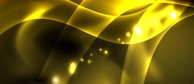 Neon renk dalgaları ile koyu arka plan, vektör şablonu