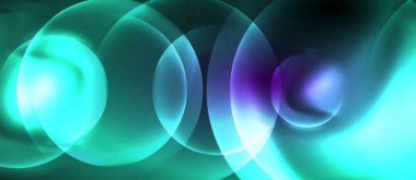 Çevrelerle parlak neon renk ışığı soyut arka plan