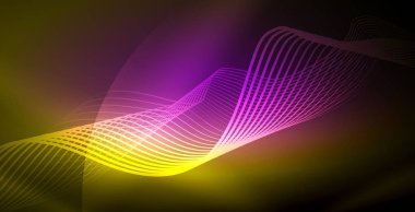 Koyu, parlak hareket, sihirli alan ışık parlayan soyut dalga. Techno arka plan