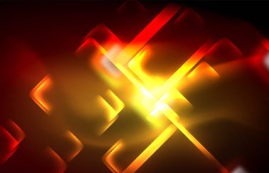 Neon parlayan techno hatları, yüksek teknoloji fütüristik arka plan şablonu kare şekilleri ile