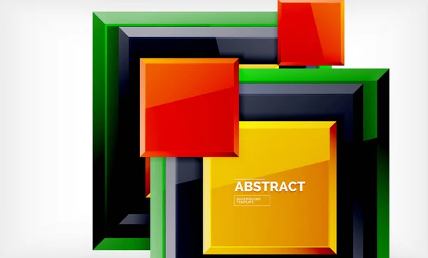 正方形の抽象的な背景、光沢のある幾何学的なデザイン — ストックベクタ