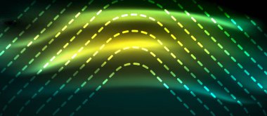 Neon parlayan elemanları, parlak hareket konsepti ile koyu arka plan