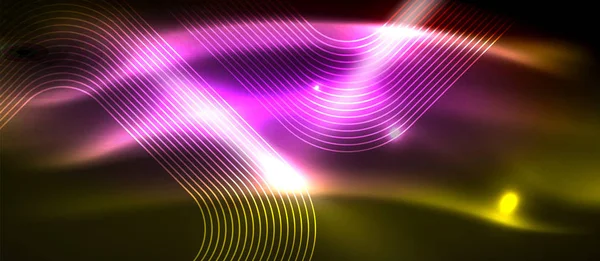 Neon vierkant vormen lijnen op gloeiende lichte achtergrond — Stockvector
