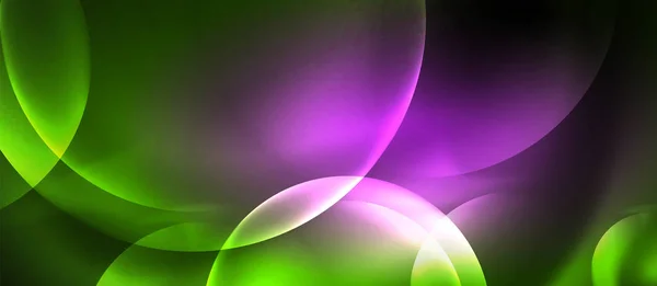 ネオン輝く円ベクトル抽象背景 — ストックベクタ