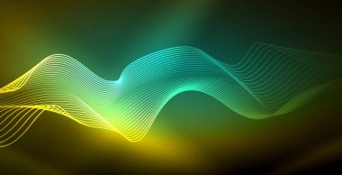 Koyu, parlak hareket, sihirli alan ışık parlayan soyut dalga. Techno arka plan