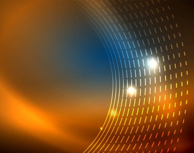 Mavi Neon çemberler, soyut dairesel çizgiler. Parlayan daire soyut desen arka plan