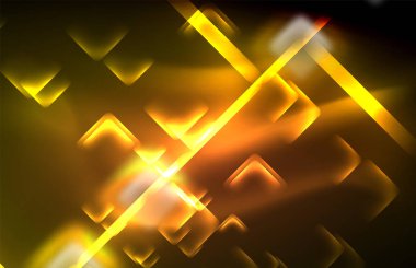 Siyah Neon parlak ışık hatları, techno modern şablon