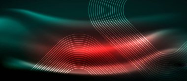 Neon parlayan elemanları, parlak hareket konsepti ile koyu arka plan