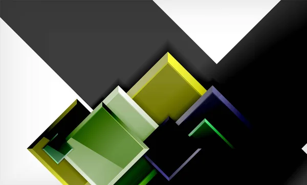Zářivý barevný čtvercový tvar blokuje geometrický podklad — Stockový vektor