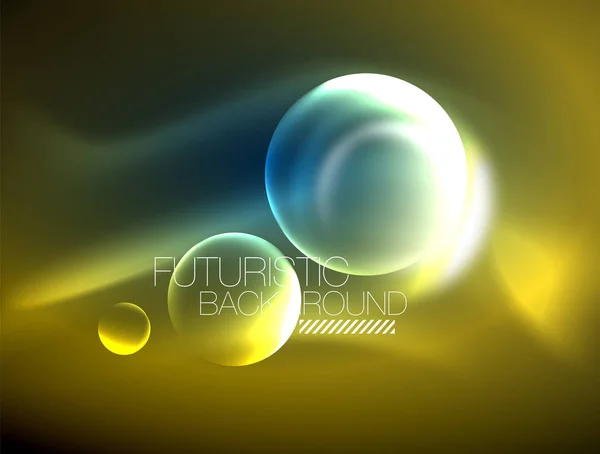 Blue neon bubbles and circles futuristic abstract background — Stock Vector