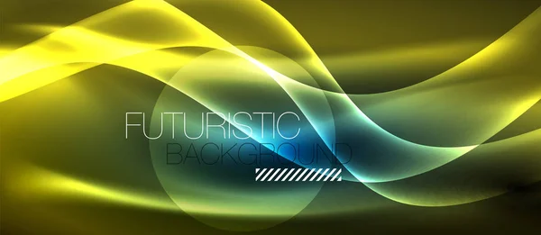 Glowing abstract wave on dark, shiny motion, magic space light. Techno abstract background — Stock Vector