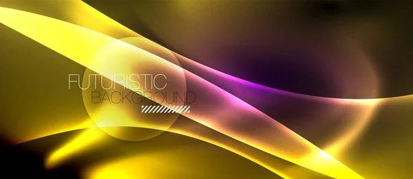 Brillante brillante fondo de onda de luz de neón — Vector de stock