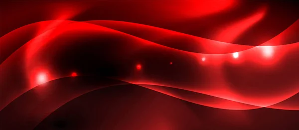 Neon renk dalgaları ile koyu arka plan, vektör şablonu — Stok Vektör