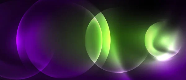 Luce al neon brillante con cerchi sfondo astratto — Vettoriale Stock