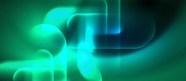 Blaue Neon runde Formen Techno-Hintergrund — Stockvektor