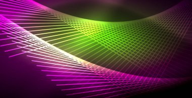 Neon parlayan çizgiler, sihirli enerji uzay ışığı konsepti, soyut arka plan duvar kağıdı tasarımı