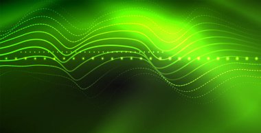 Koyu, parlak hareket, sihirli alan ışık parlayan soyut dalga. Techno arka plan